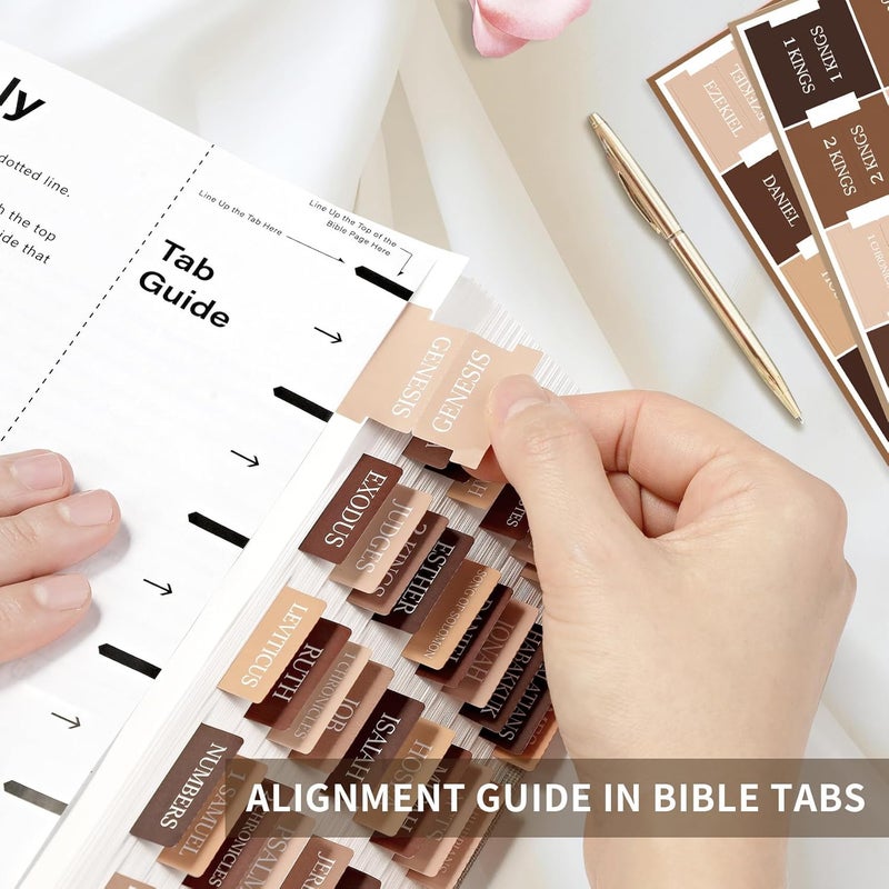 Taja Bible Tabs for Women & Men, Laminated Bible Tabs for Study Bible, Large Print Neutral Bible Tabs for Easy Navigation, Bible Index Tabs, 66 Tabs Old & New Testament, Extra 9 Blank Tabs - Bed of Oak - Image 5